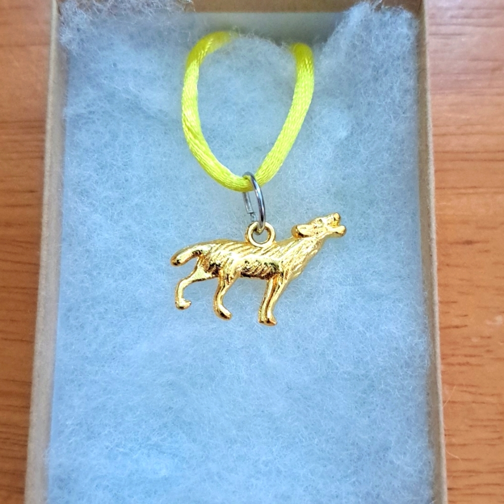 Gold Howling Wolf Necklace